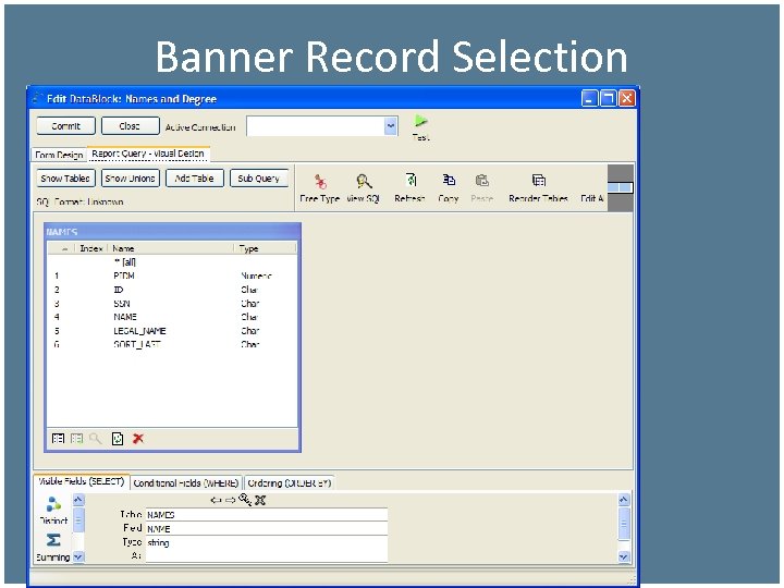 Banner Record Selection 