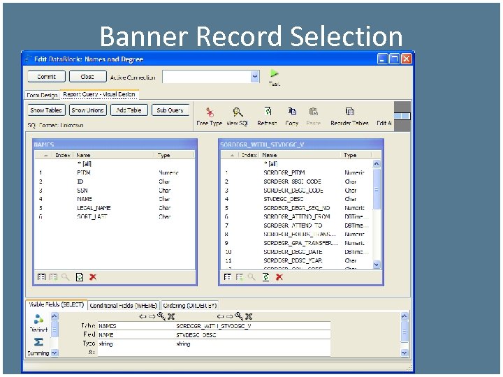 Banner Record Selection 