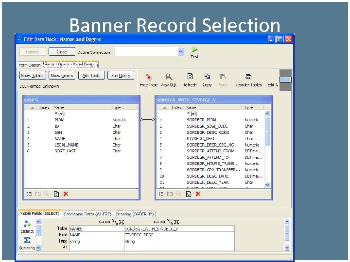 Banner Record Selection 