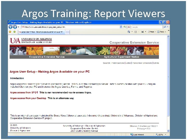 Argos Training: Report Viewers 