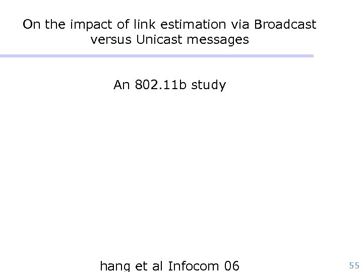 On the impact of link estimation via Broadcast versus Unicast messages An 802. 11