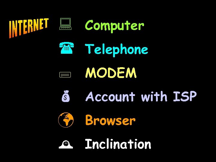 : ( ; ü ¡ Computer Telephone MODEM Account with ISP Browser Inclination 