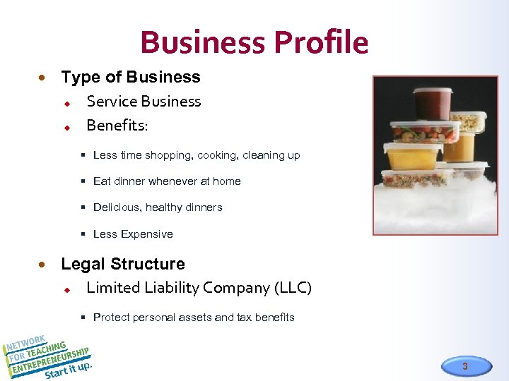 Business Profile Type of Business u Service Business u Benefits: § Less time shopping,