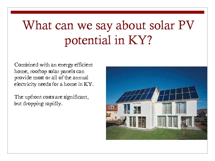 What can we say about solar PV potential in KY? Combined with an energy