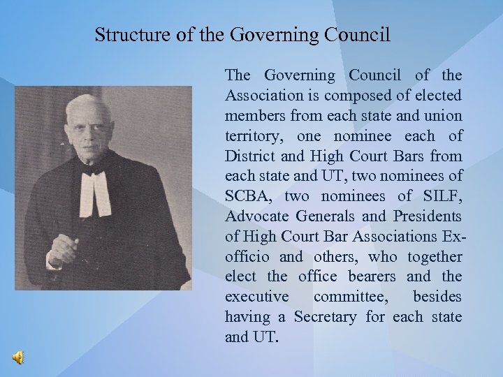 Structure of the Governing Council The Governing Council of the Association is composed of