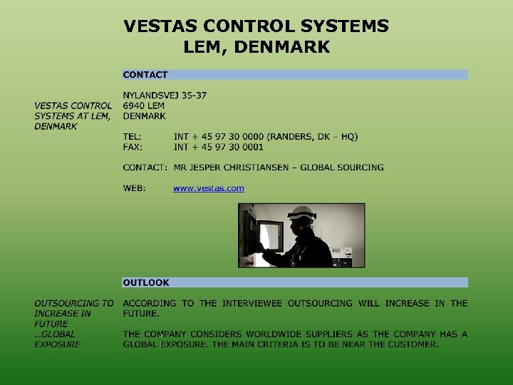 VESTAS CONTROL SYSTEMS LEM, DENMARK 