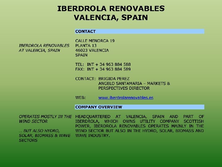 IBERDROLA RENOVABLES VALENCIA, SPAIN 