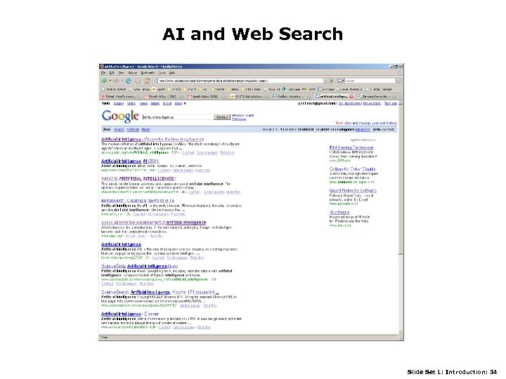 AI and Web Search Slide Set 1: Introduction: 34 