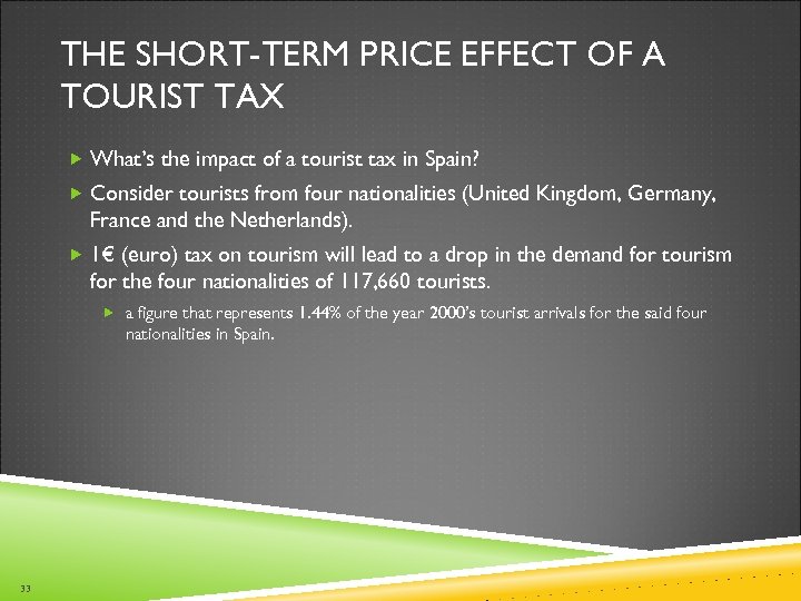THE SHORT-TERM PRICE EFFECT OF A TOURIST TAX What’s the impact of a tourist