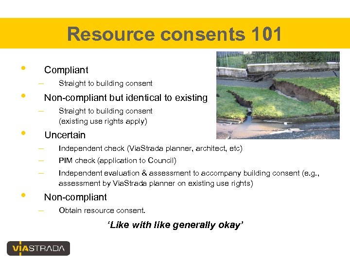 Resource consents 101 • • Compliant – Straight to building consent Non-compliant but identical