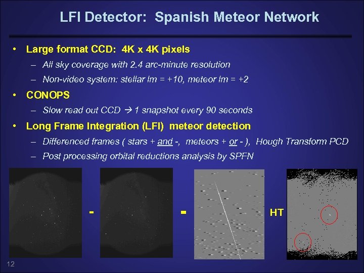 LFI Detector: Spanish Meteor Network • Large format CCD: 4 K x 4 K