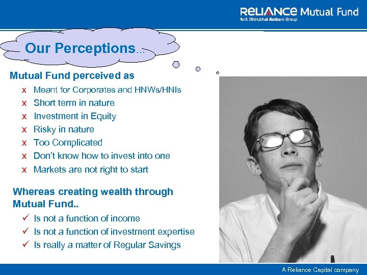Our Perceptions… Mutual Fund perceived as x x x x Meant for Corporates and
