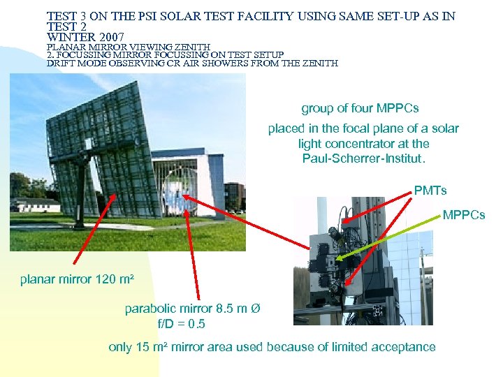 TEST 3 ON THE PSI SOLAR TEST FACILITY USING SAME SET-UP AS IN TEST