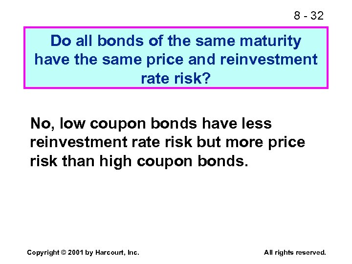 8 - 32 Do all bonds of the same maturity have the same price