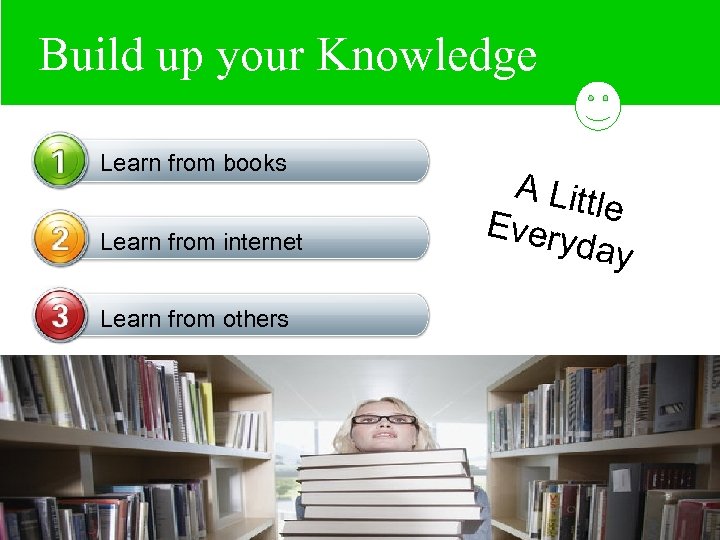 Hi, My College! Build up your Knowledge Learn from books Learn from internet Learn