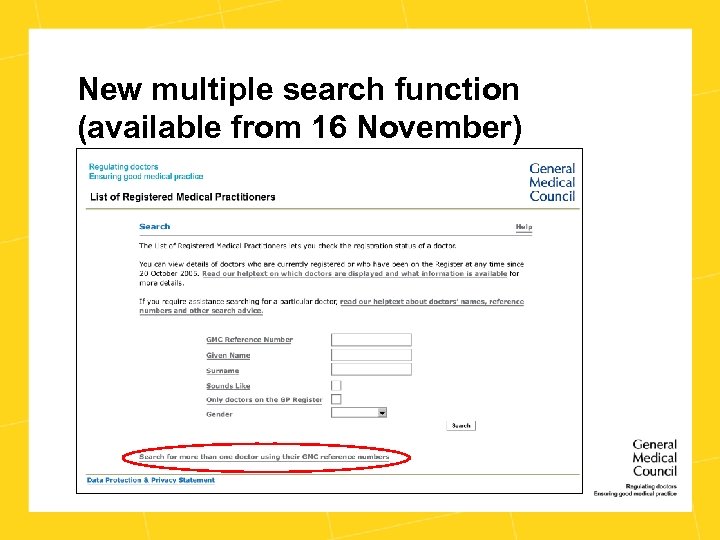 New multiple search function (available from 16 November) 