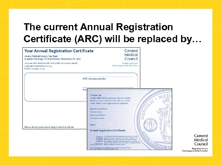 The current Annual Registration Certificate (ARC) will be replaced by… 