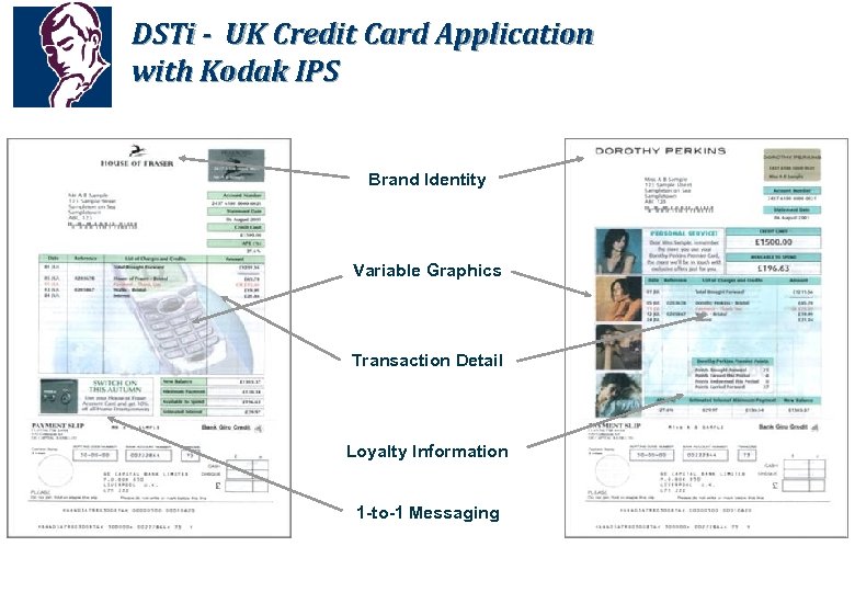 DSTi - UK Credit Card Application with Kodak IPS Brand Identity Variable Graphics Transaction