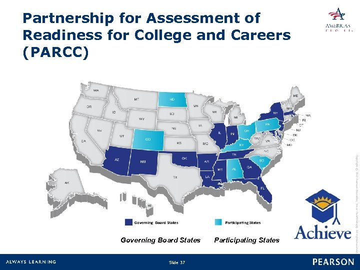 Partnership for Assessment of Readiness for College and Careers (PARCC) Slide 37 Participating States