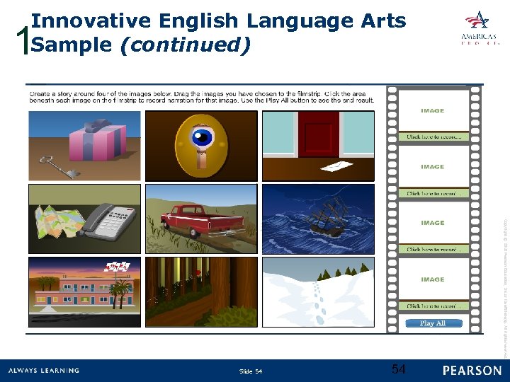 Innovative English Language Arts Sample (continued) 1 Copyright © 2010 Pearson Education, Inc. or