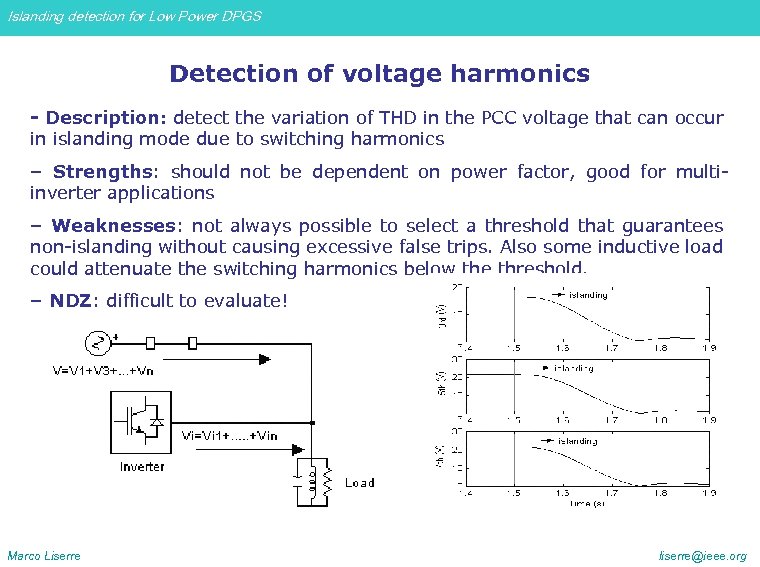 Islanding detection for Low Power DPGS Detection of voltage harmonics - Description: detect the