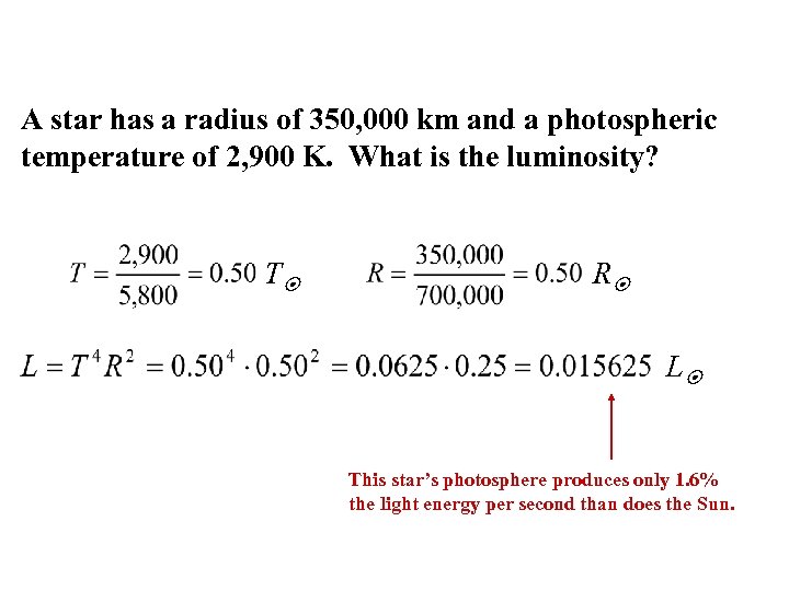 A star has a radius of 350, 000 km and a photospheric temperature of