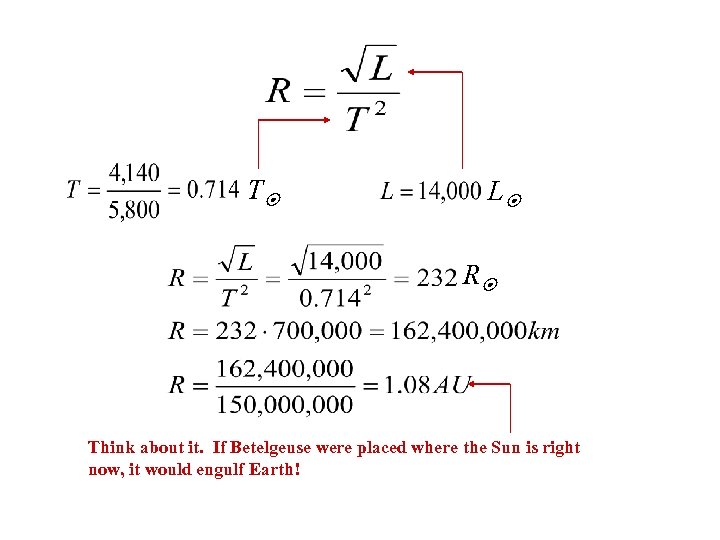 T L R Think about it. If Betelgeuse were placed where the Sun is