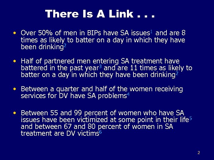 There Is A Link. . . • Over 50% of men in BIPs have