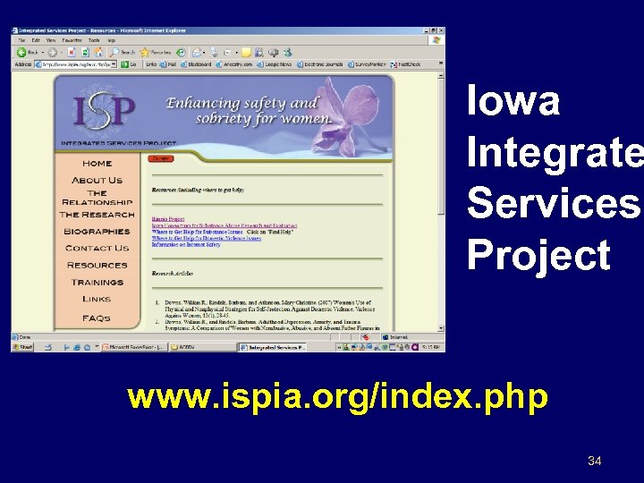 Iowa Integrate Services Project www. ispia. org/index. php 34 