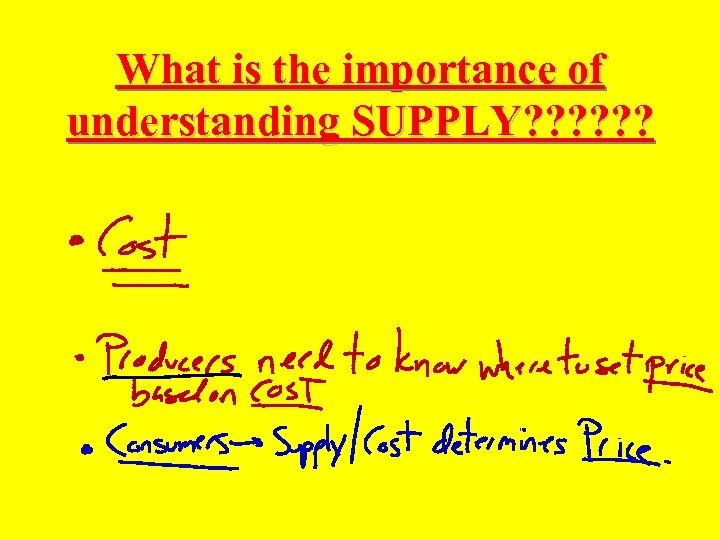 What is the importance of understanding SUPPLY? ? ? 