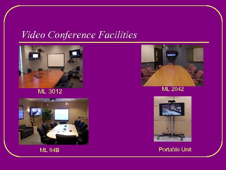 Video Conference Facilities ML 3012 ML 94 B ML 2042 Portable Unit 