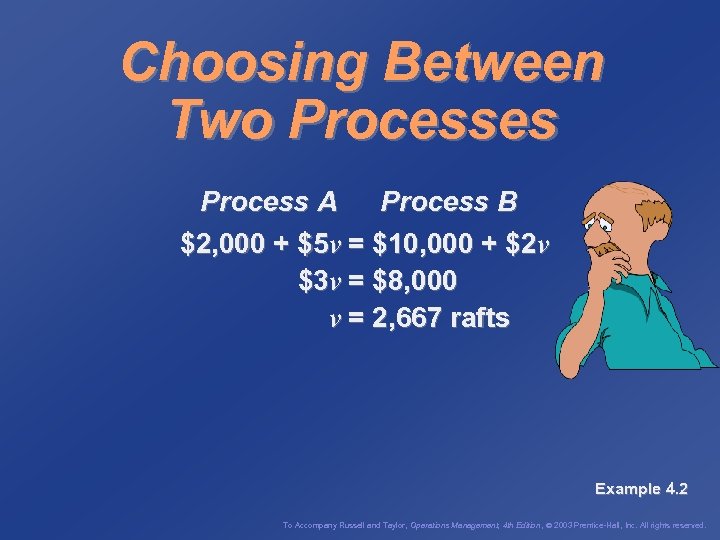 Choosing Between Two Processes Process A Process B $2, 000 + $5 v =