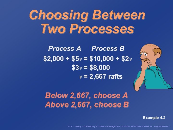 Choosing Between Two Processes Process A Process B $2, 000 + $5 v =