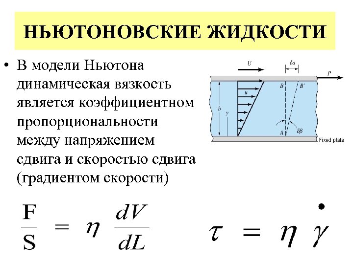 Напряжение жидкости. Касательное напряжение в ньютоновской жидкости. Ньютоновская жидкость формула. Уравнение ньютоновской жидкости. Ньютоновская вязкость.