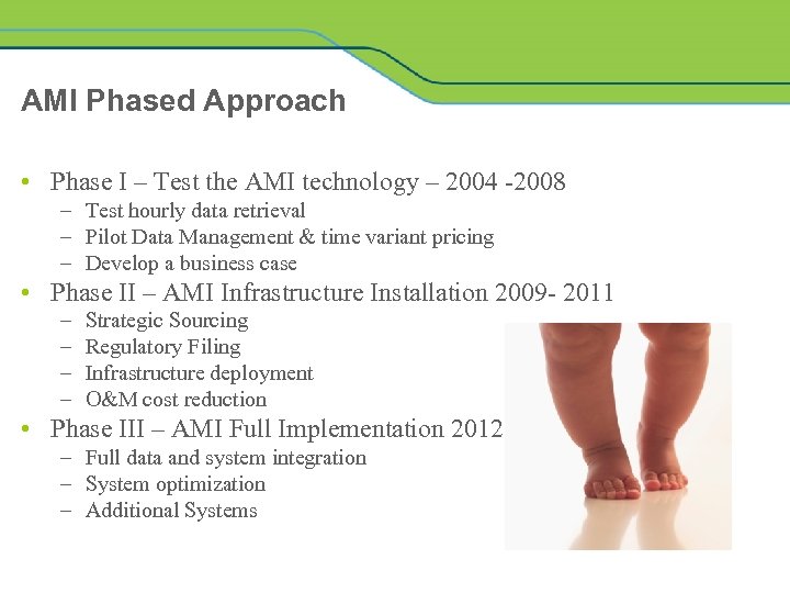 AMI Phased Approach • Phase I – Test the AMI technology – 2004 -2008