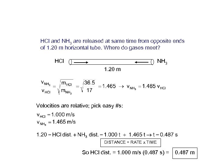 HCl and NH 3 are released at same time from opposite ends of 1.