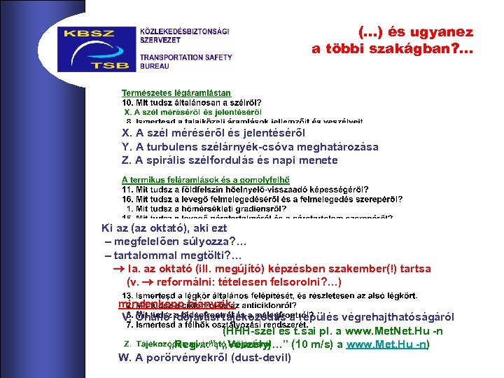 (…) és ugyanez a többi szakágban? … X. A szél méréséről és jelentéséről Y.