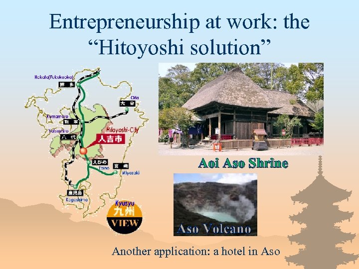 Entrepreneurship at work: the “Hitoyoshi solution” Aoi Aso Shrine Aso Volcano Another application: a