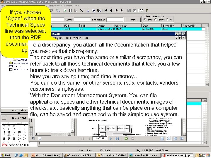 If you choose “Open” when the Technical Specs line was selected, then the PDF