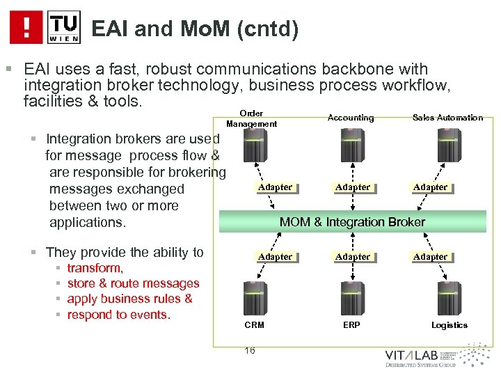 EAI and Mo. M (cntd) § EAI uses a fast, robust communications backbone with