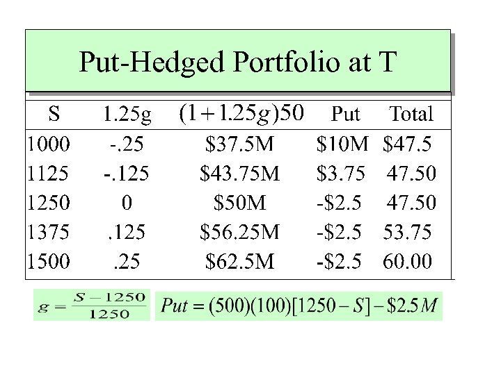Put-Hedged Portfolio at T 