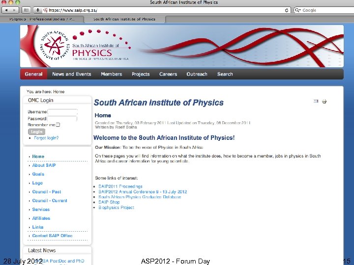 28 July 2012 ASP 2012 - Forum Day 15 