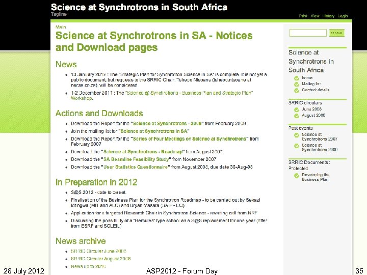 28 July 2012 ASP 2012 - Forum Day 35 