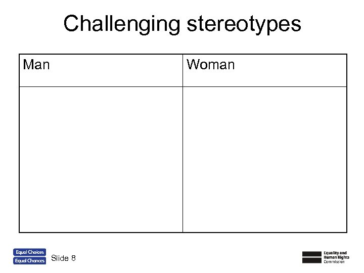 Challenging stereotypes Man Woman Slide 8 