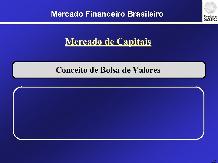 Mercado Financeiro Brasileiro Mercado de Capitais Conceito de Bolsa de Valores 22 