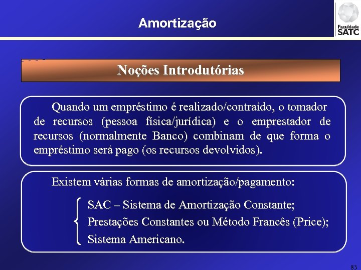Amortização Noções Introdutórias Quando um empréstimo é realizado/contraído, o tomador de recursos (pessoa física/jurídica)