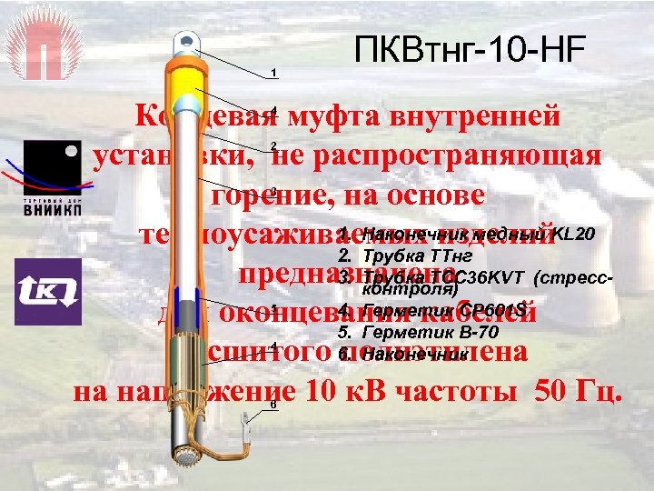 1 ПКВтнг-10 -HF Концевая муфта внутренней установки, не распространяющая горение, на основе 1. Наконечник