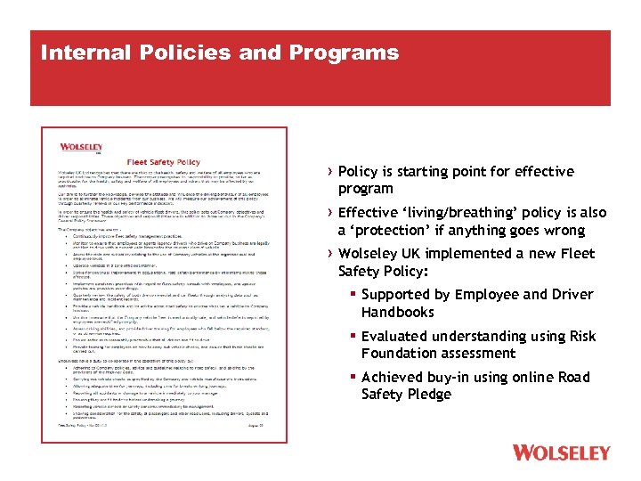 Internal Policies and Programs › Policy is starting point for effective program › Effective