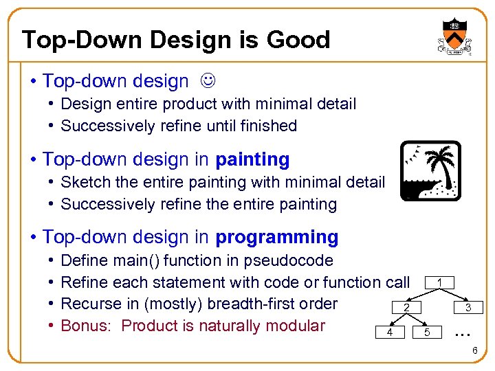 Top-Down Design is Good • Top-down design • Design entire product with minimal detail