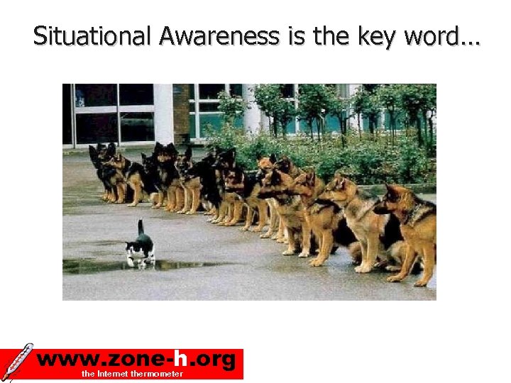 Situational Awareness is the key word… www. zone-h. org the Internet thermometer 